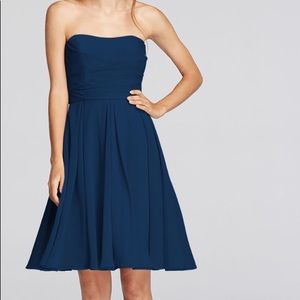 David’s Bridal strapless Chiffon in Marine